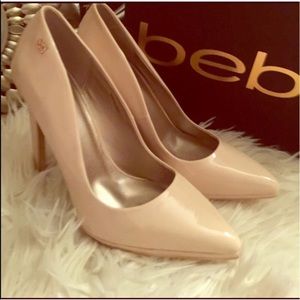 Bebe patent nude pumps